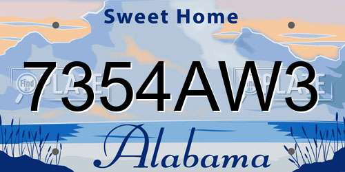 7354AW3 Alabama License Plate