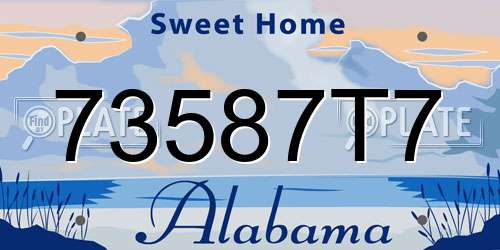 73587T7 Alabama License Plate