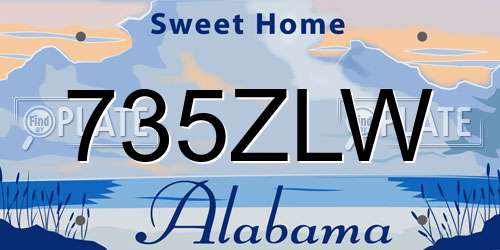 735ZLW Alabama License Plate