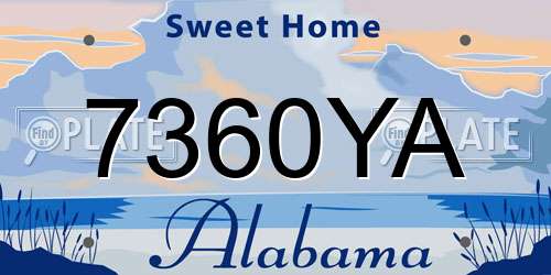 7360YA Alabama License Plate