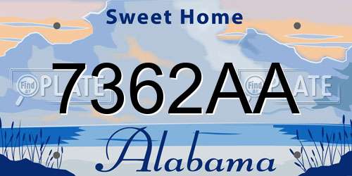 7362AA Alabama License Plate