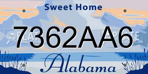 7362AA6 Alabama License Plate