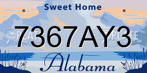 7367AY3 Alabama License Plate