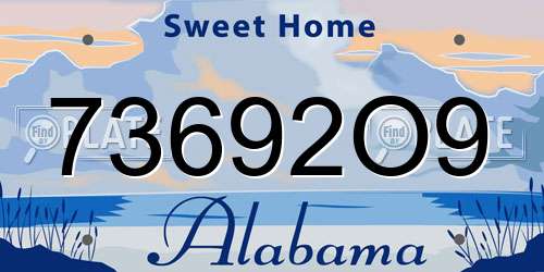 73692O9 Alabama License Plate
