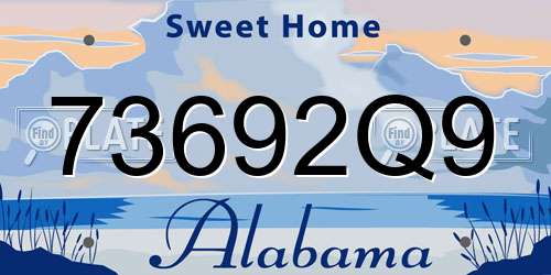 73692Q9 Alabama License Plate