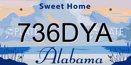 736DYA Alabama License Plate