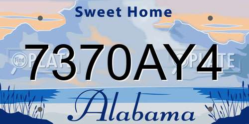 7370AY4 Alabama License Plate