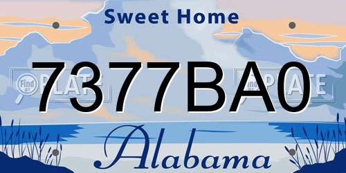 7377BA0 Alabama License Plate