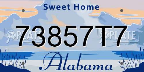 73857T7 Alabama License Plate