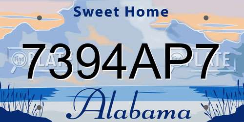 7394AP7 Alabama License Plate