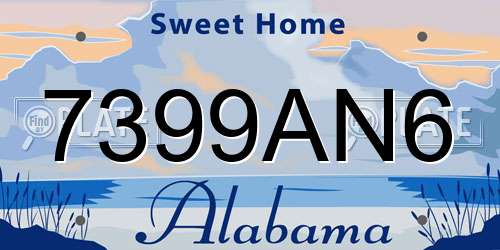 7399AN6 Alabama License Plate