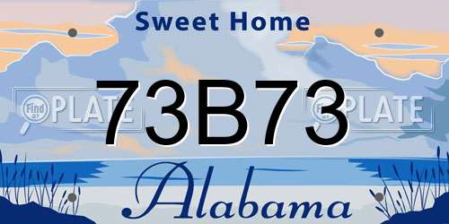 73B73 Alabama License Plate