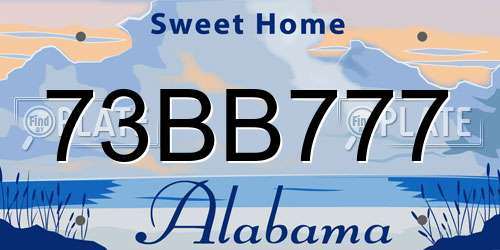73BB777 Alabama License Plate