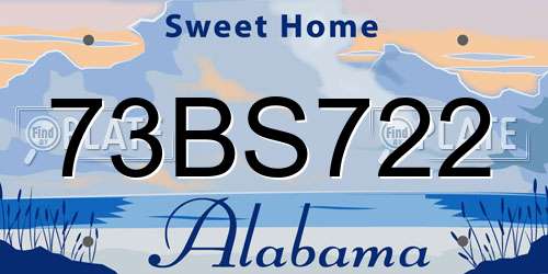73BS722 Alabama License Plate