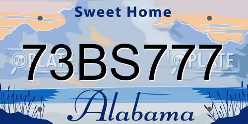 73BS777 Alabama License Plate