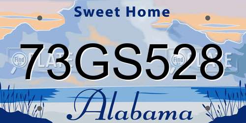 73GS528 Alabama License Plate