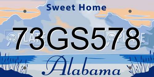 73GS578 Alabama License Plate