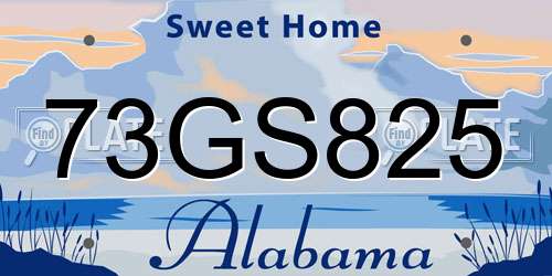 73GS825 Alabama License Plate