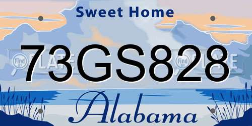 73GS828 Alabama License Plate
