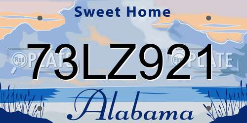 73LZ921 Alabama License Plate