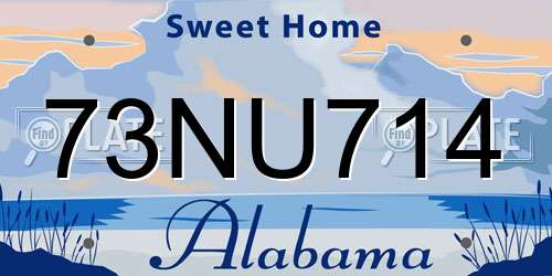 73NU714 Alabama License Plate