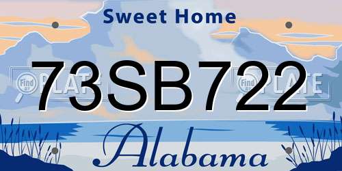 73SB722 Alabama License Plate