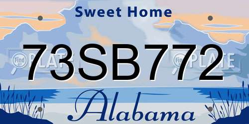 73SB772 Alabama License Plate