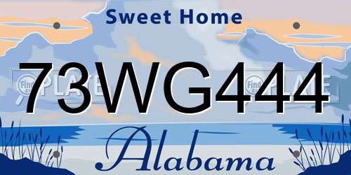 73WG444 Alabama License Plate