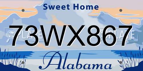 73WX867 Alabama License Plate