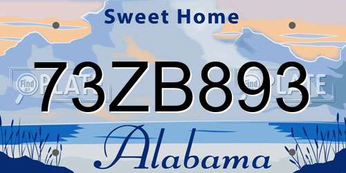 73ZB893 Alabama License Plate