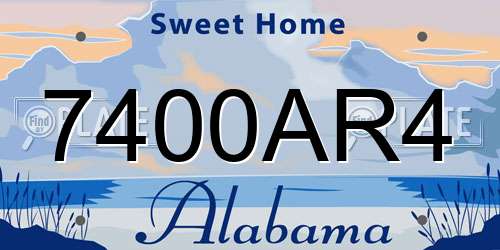 7400AR4 Alabama License Plate