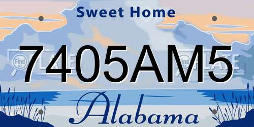 7405AM5 Alabama License Plate