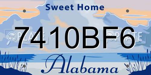 7410BF6 Alabama License Plate