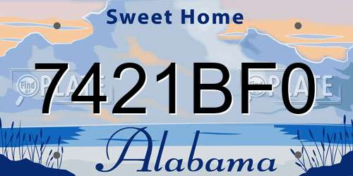 7421BF0 Alabama License Plate