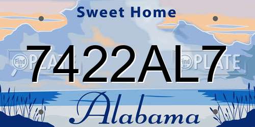 7422AL7 Alabama License Plate