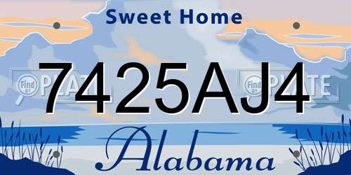 7425AJ4 Alabama License Plate