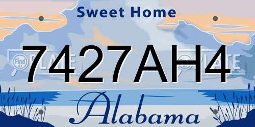 7427AH4 Alabama License Plate