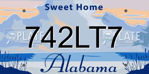 742LT7 Alabama License Plate