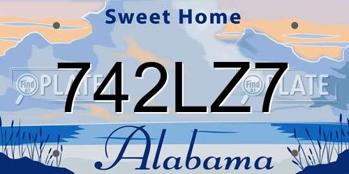 742LZ7 Alabama License Plate