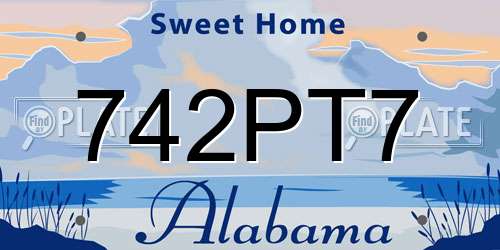 742PT7 Alabama License Plate