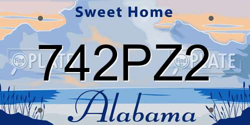 742PZ2 Alabama License Plate