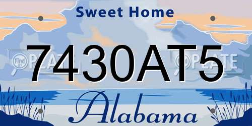 7430AT5 Alabama License Plate