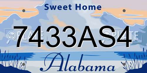 7433AS4 Alabama License Plate