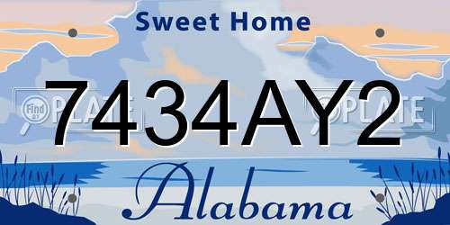 7434AY2 Alabama License Plate