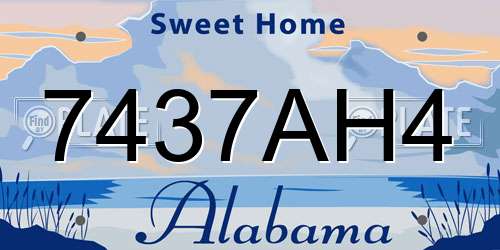 7437AH4 Alabama License Plate