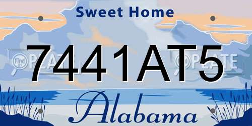 7441AT5 Alabama License Plate
