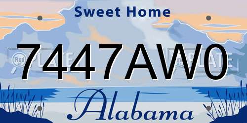7447AW0 Alabama License Plate