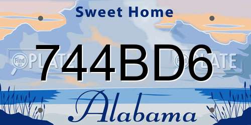 744BD6 Alabama License Plate