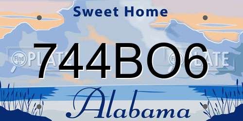 744BO6 Alabama License Plate