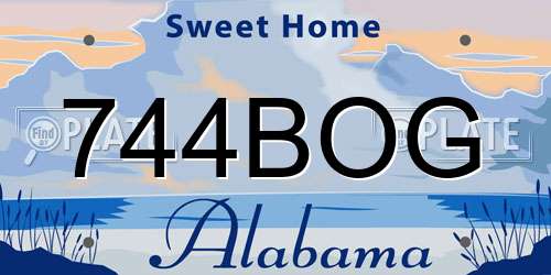 744BOG Alabama License Plate